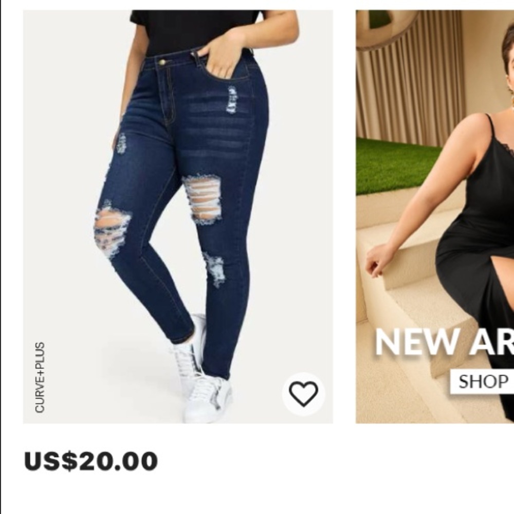 Plus size distressed jeans